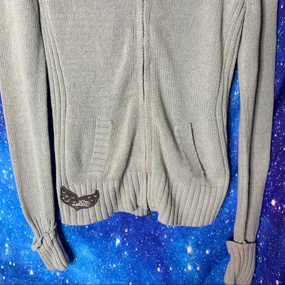 Nollie- Gray Knit Zip Sweater Long Sleeve Medium - Picture 3 of 11